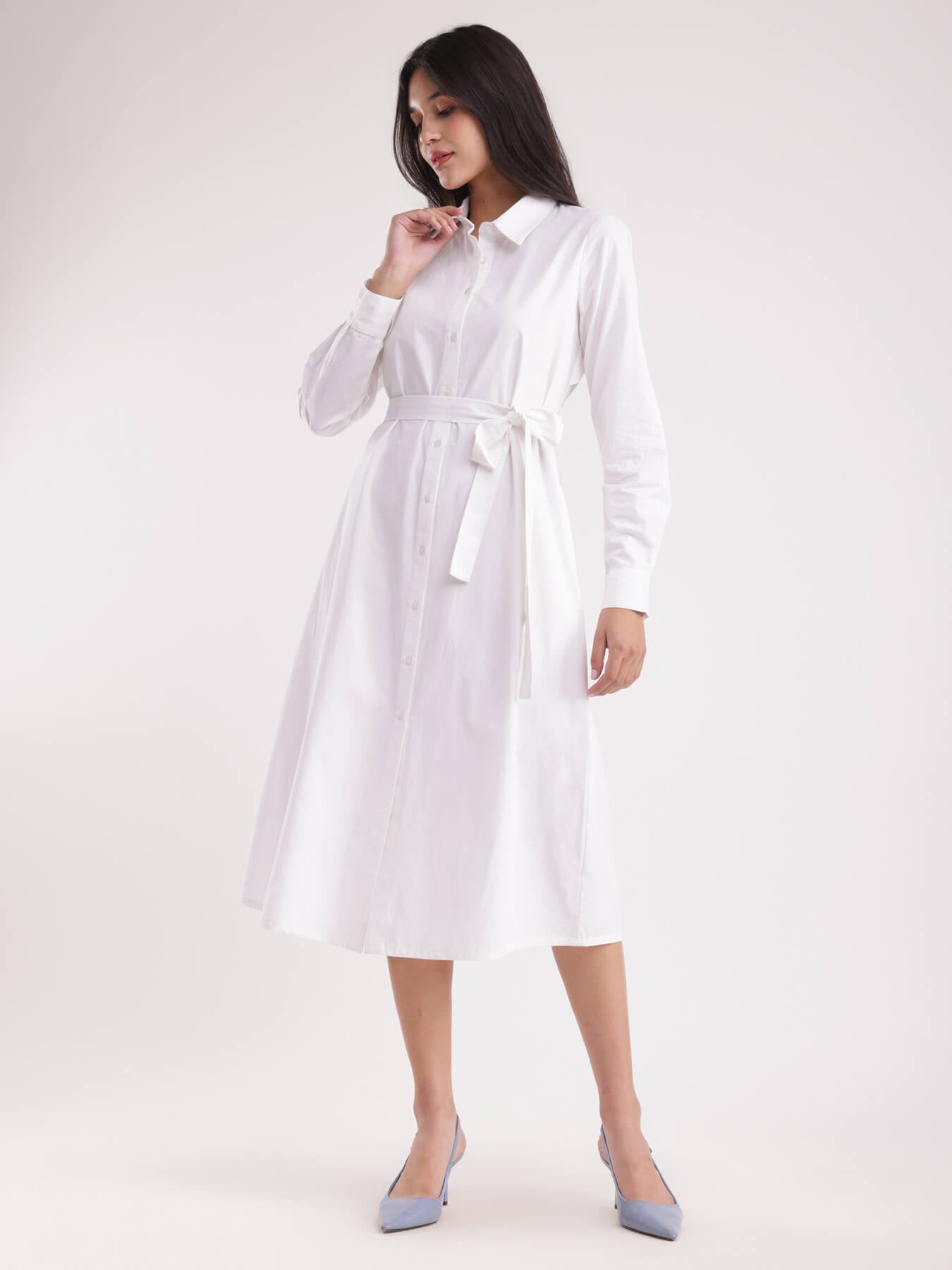 Poplin Shirt Dress - White