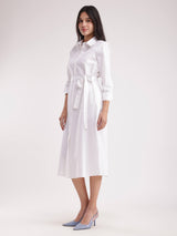 Poplin Shirt Dress - White