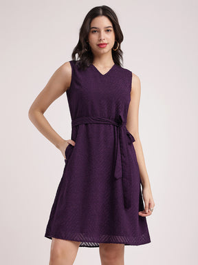 Fit And Flare Dress - Purple