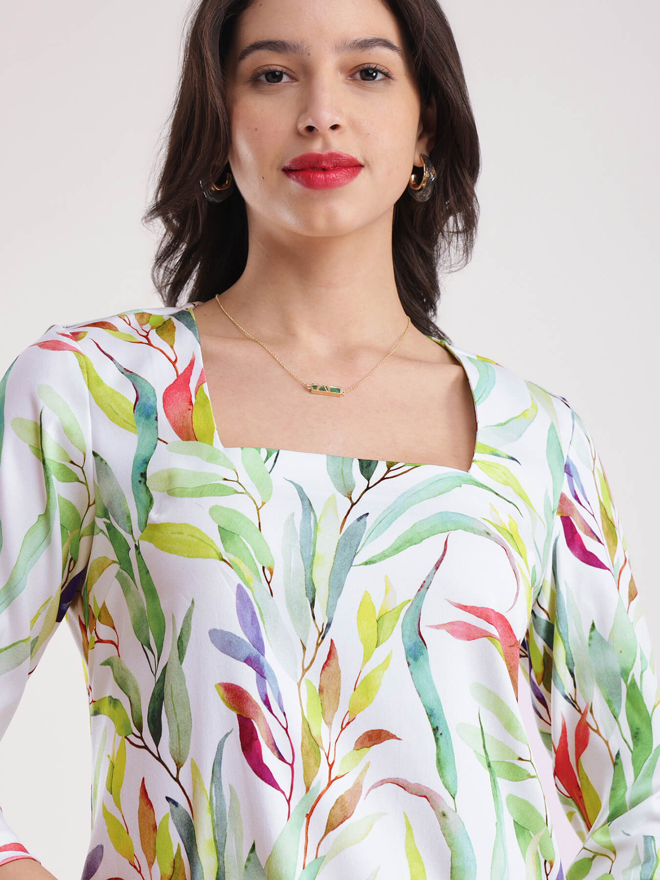 Square Neck Shift Dress - Multicolour