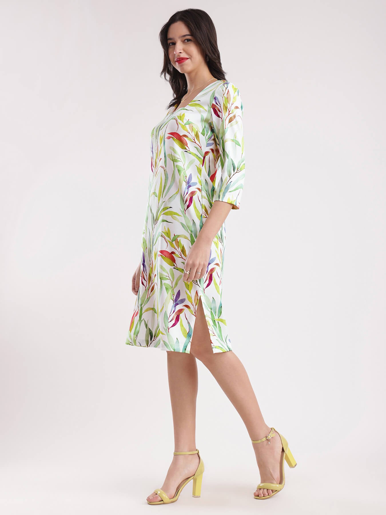 Square Neck Shift Dress - Multicolour