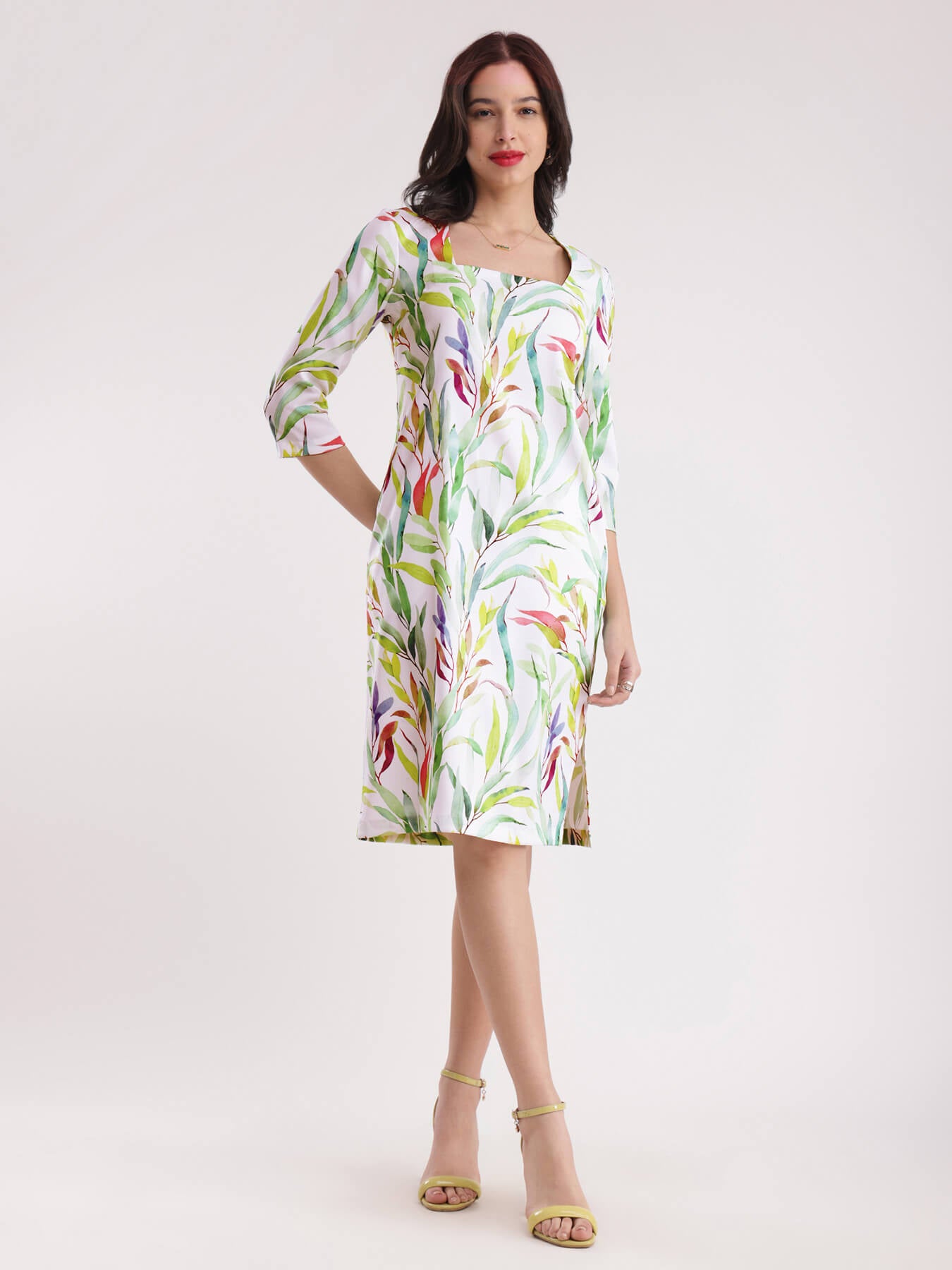 Square Neck Shift Dress - Multicolour