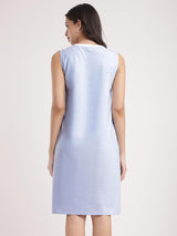 Cotton Oxford Shift Dress - Light Blue