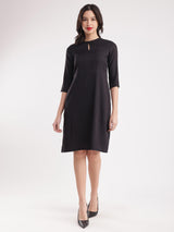 A-Line Solid Dress - Black