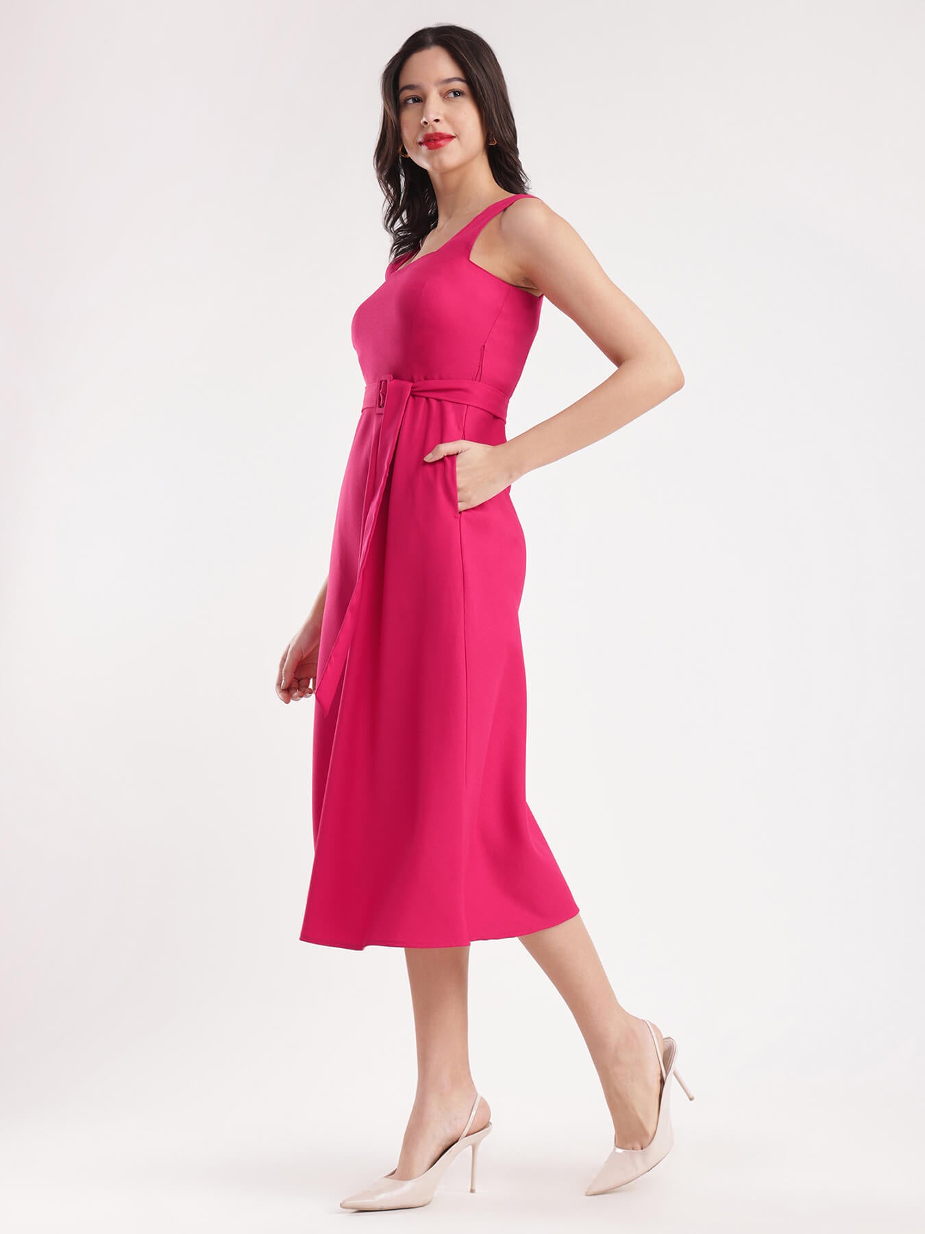 Fit And Flare Dress - Fuchsia