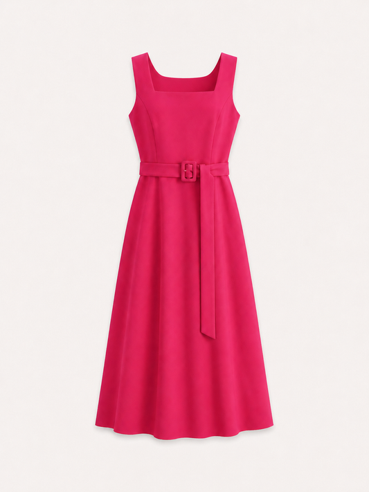 Fit And Flare Dress - Fuchsia