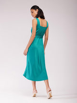 Satin Midi Dress - Teal