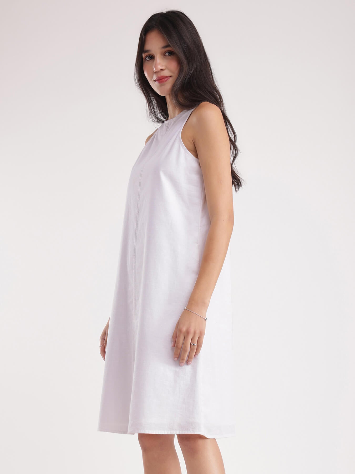 Linen A-line Dress - White