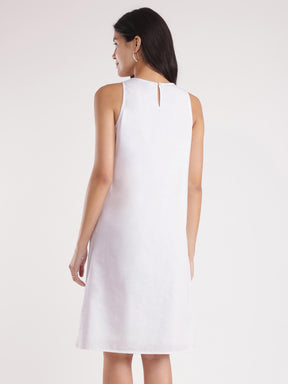 Linen A-line Dress - White