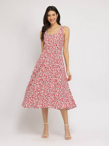 Fit And Flare Midi Dress - Maroon