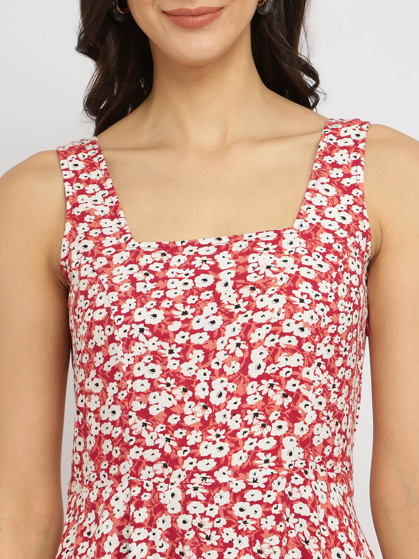 Fit And Flare Midi Dress - Maroon
