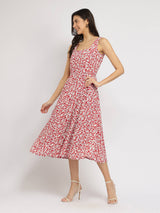 Fit And Flare Midi Dress - Maroon