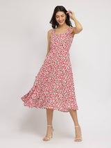 Fit And Flare Midi Dress - Maroon