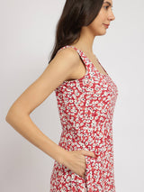 Fit And Flare Midi Dress - Maroon