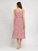 Fit And Flare Midi Dress - Maroon