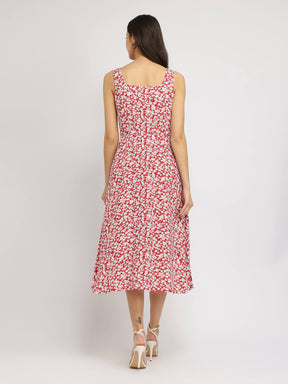 Fit And Flare Midi Dress - Maroon