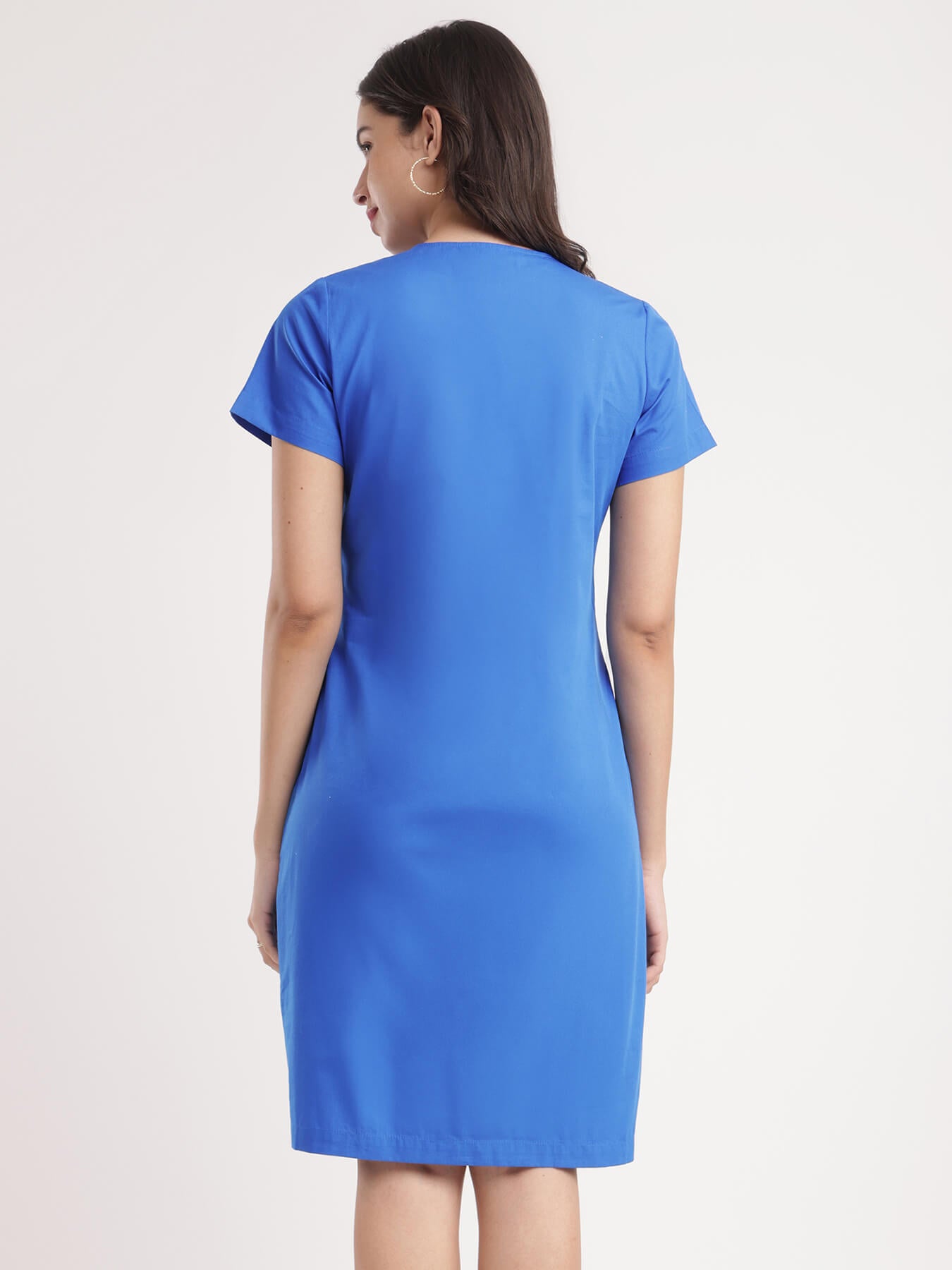 Cotton Shirt Dress - Royal Blue