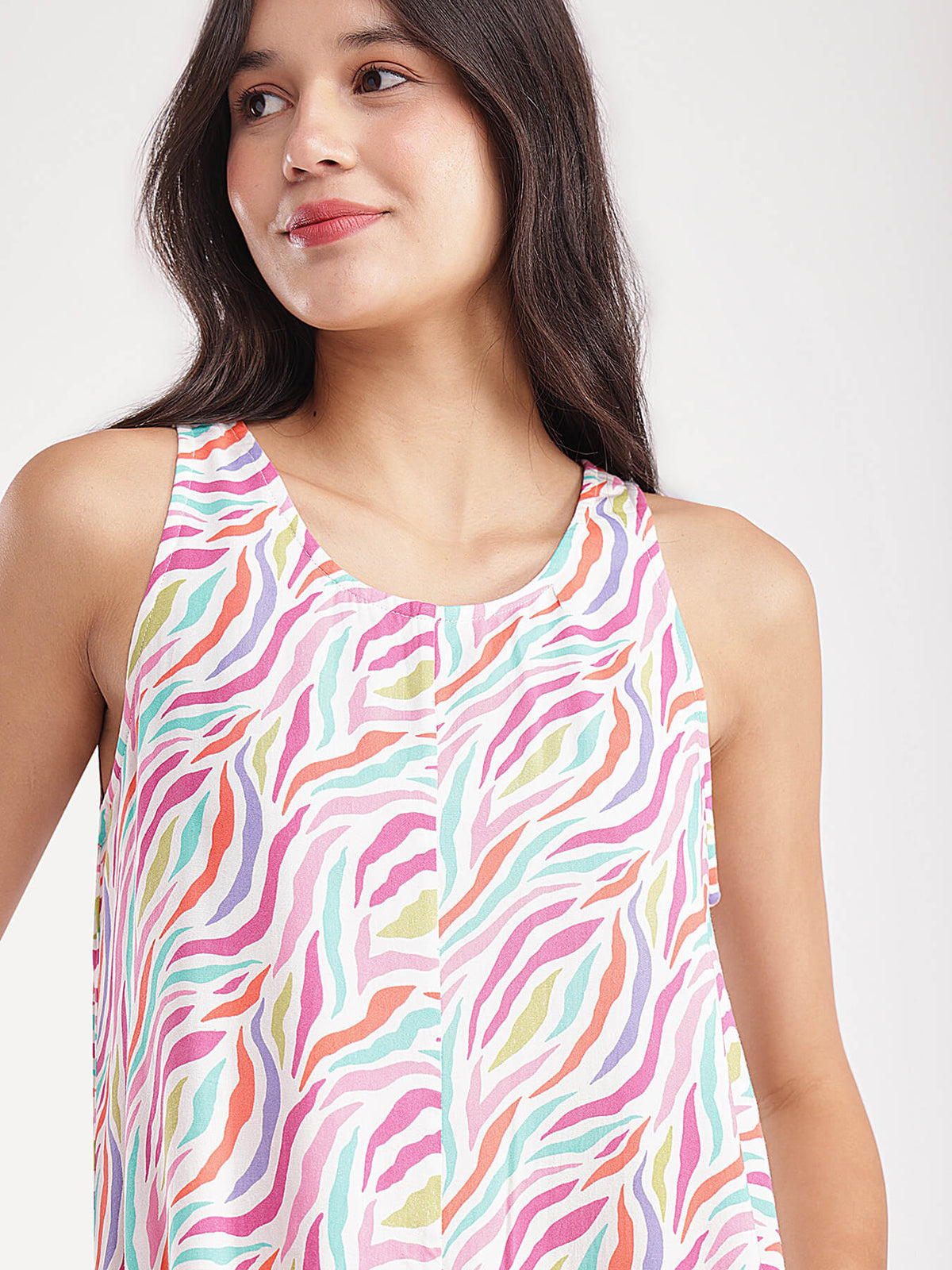 Abstract Print Midi Dress - Multicolour
