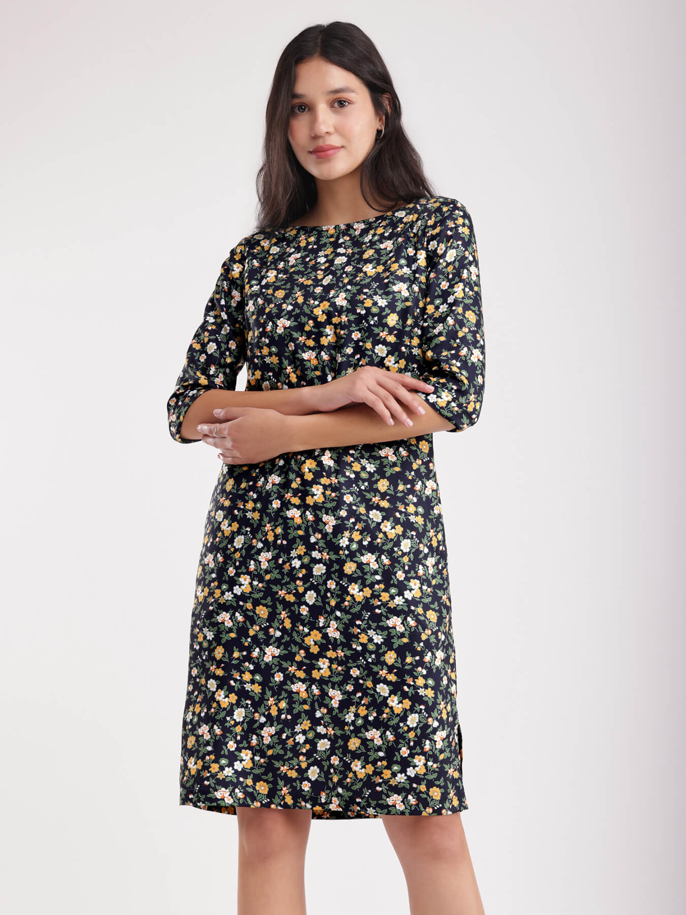 Floral Print Shift Dress - Multicolour