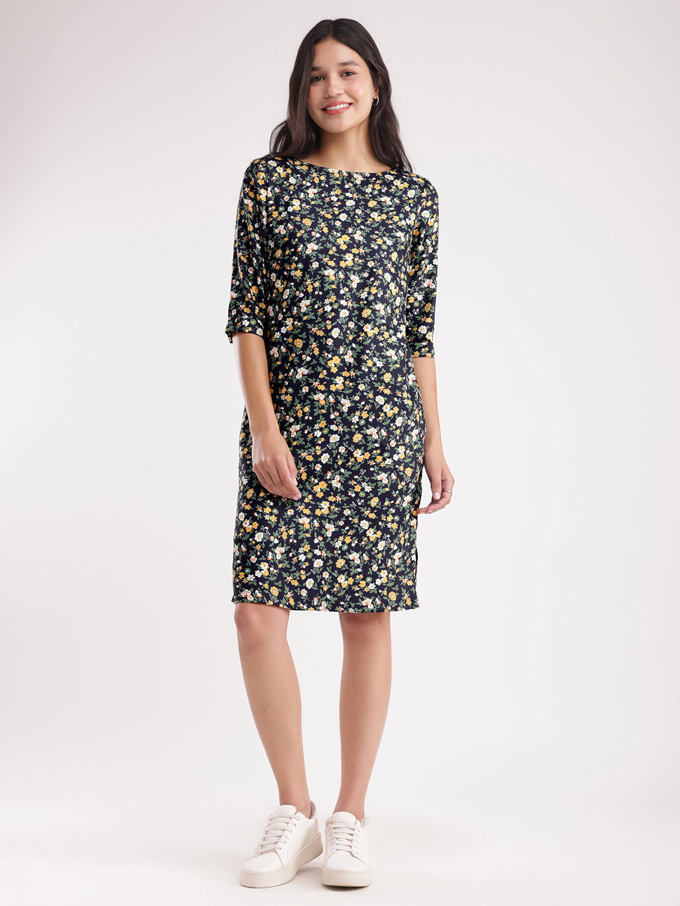 Floral Print Shift Dress - Multicolour