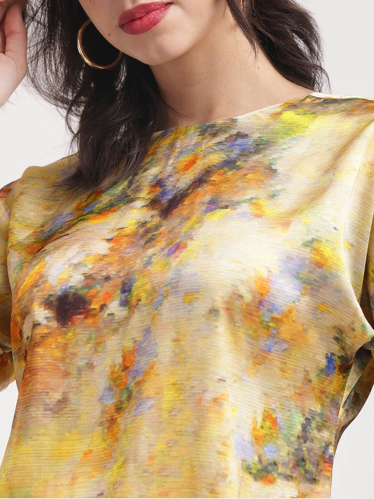 Satin Drop Shoulder Dress - Multicolour