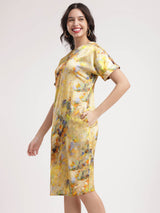 Satin Drop Shoulder Dress - Multicolour