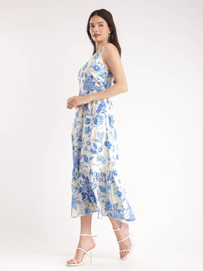 Floral Tiered Dress - Off White