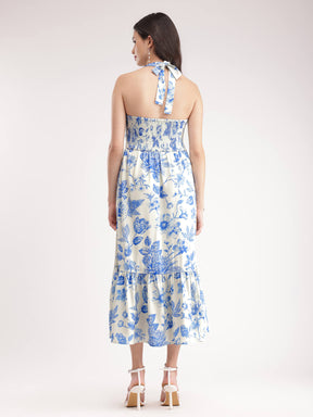 Floral Tiered Dress - Off White