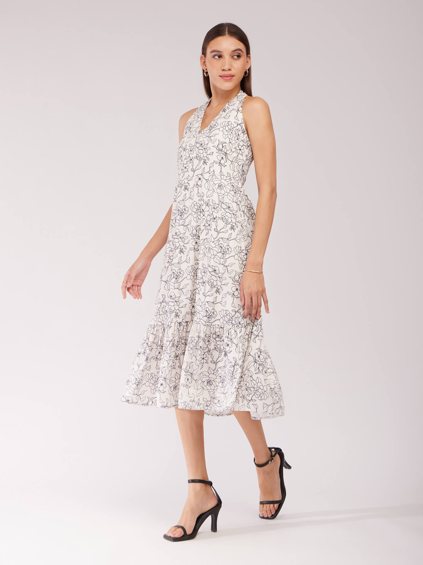 Floral Tiered Dress - Off White