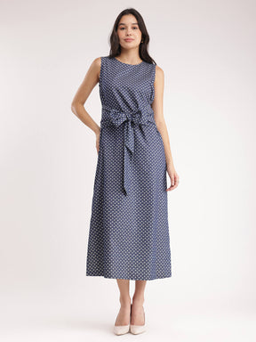 Cotton Denim Dress - Navy