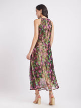 Lurex Chiffon Halter Neck Dress - Multicolour
