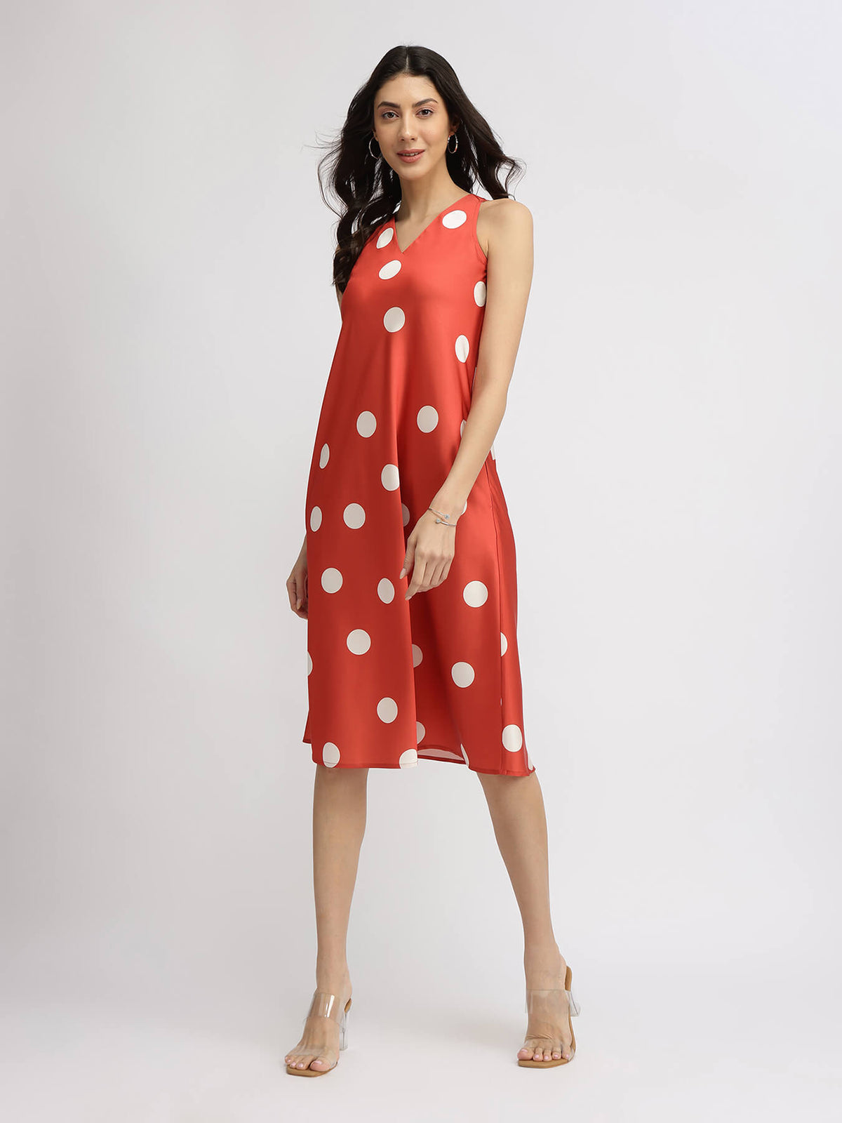 Satin Midi Dress - Orange