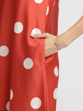 Satin Midi Dress - Orange