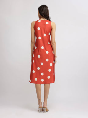 Satin Midi Dress - Orange