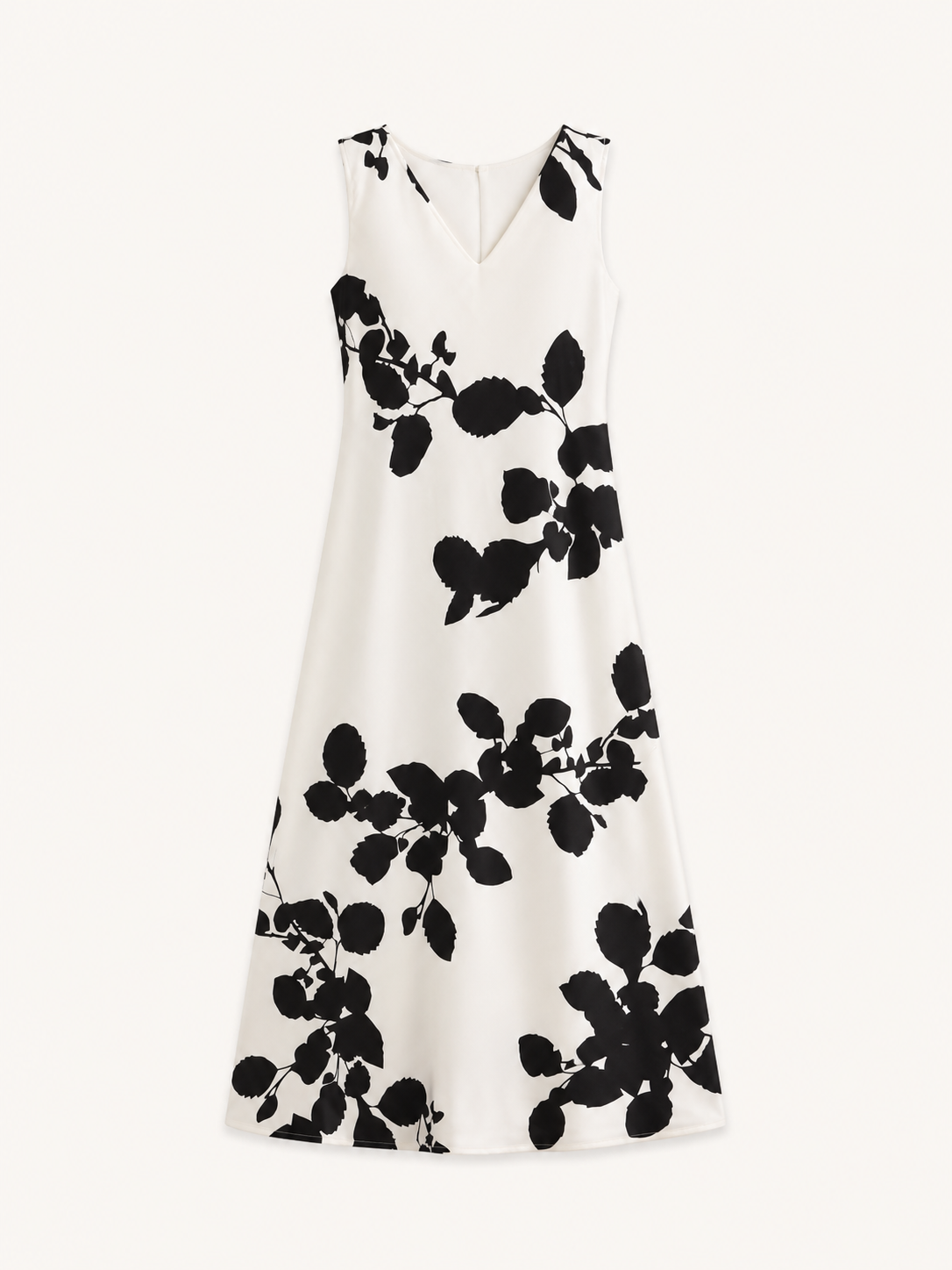 Satin Midi Dress - White And Black