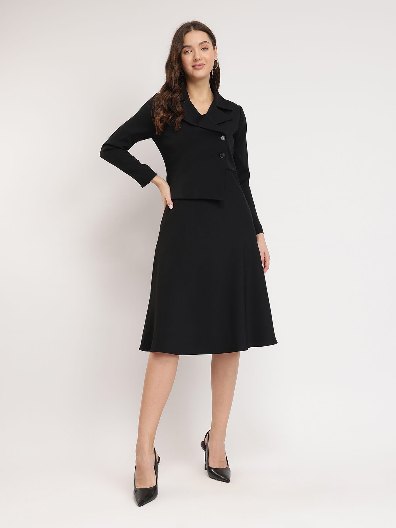 A-line Jacket Dress - Black