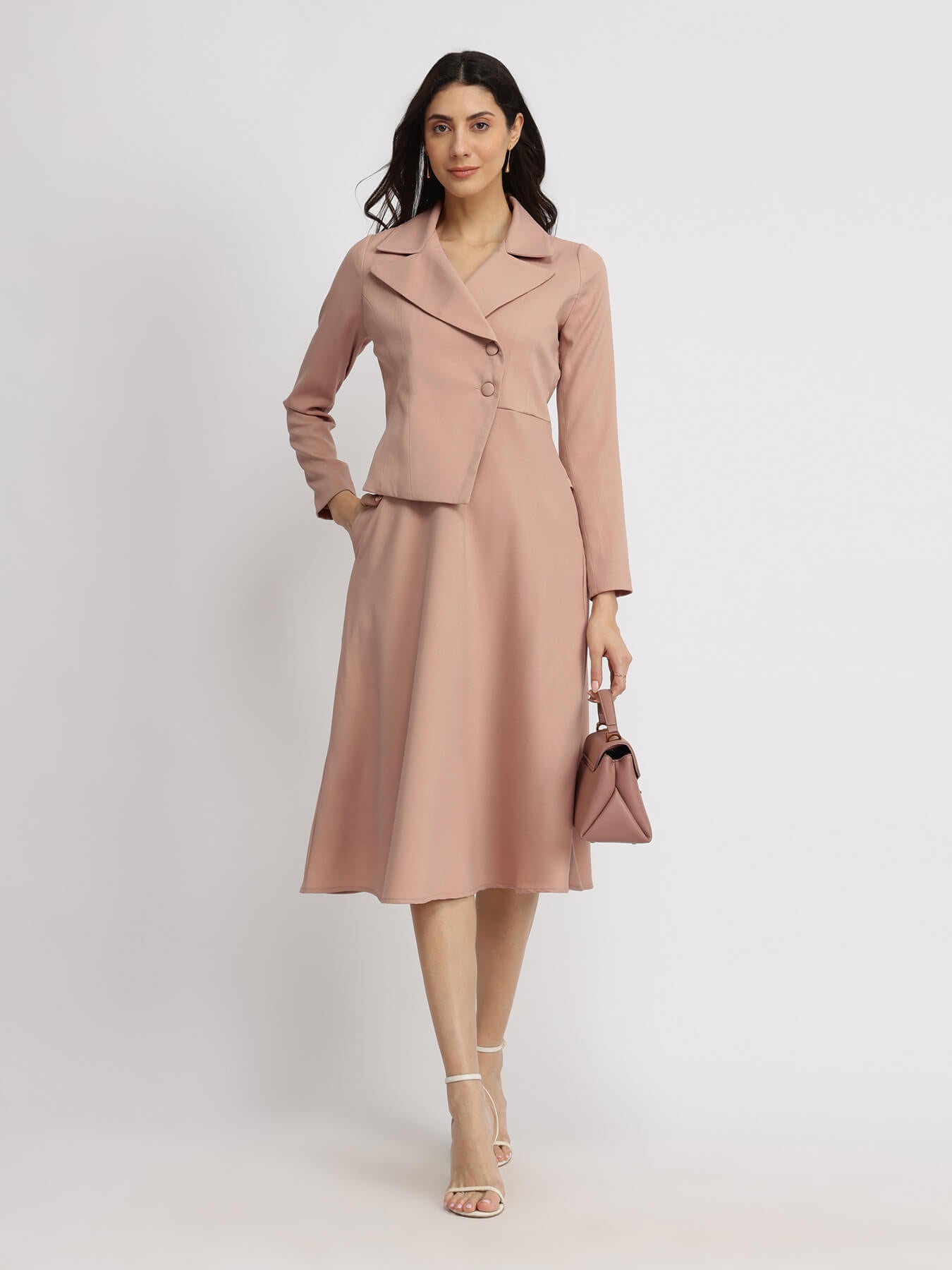 A-line Jacket Dress - Dusty Pink