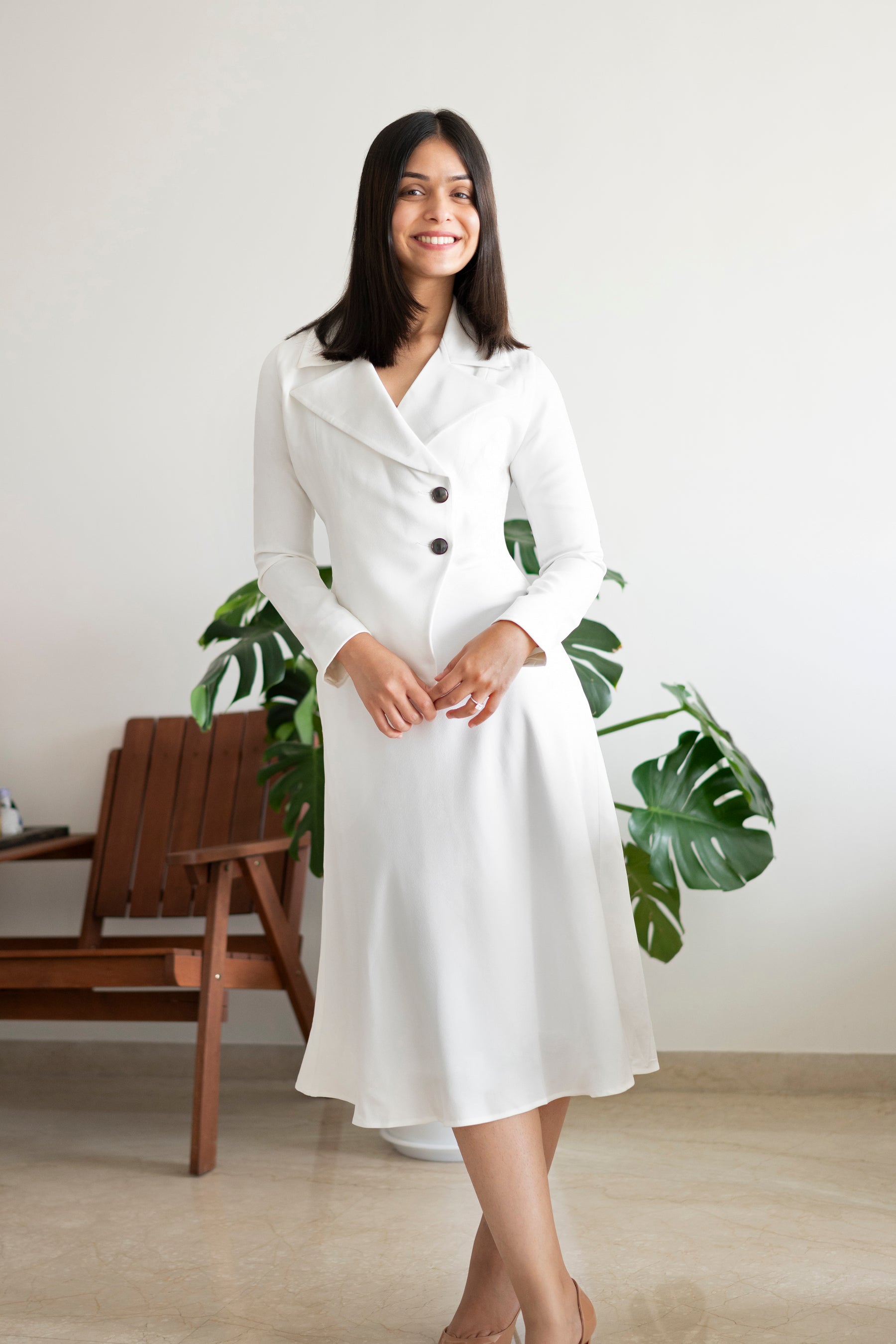 A-line Jacket Dress - White