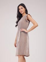 Pleated Shift Dress - Beige