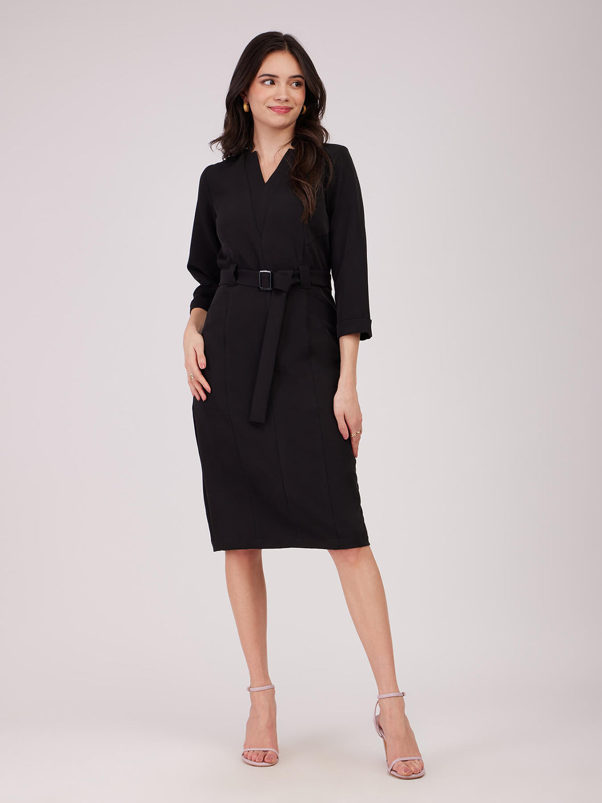 Panelled Sheath Dress - Black