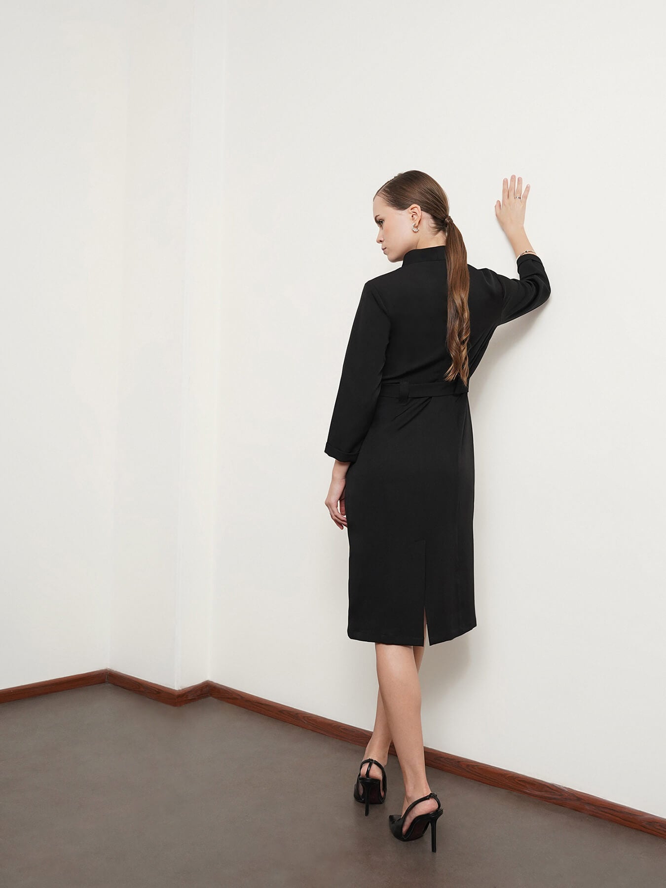 Panelled Sheath Dress - Black