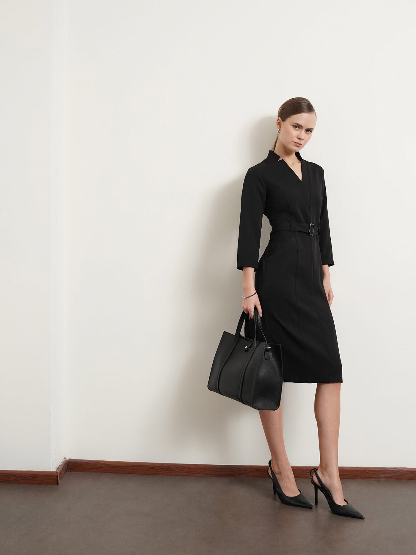 Panelled Sheath Dress - Black