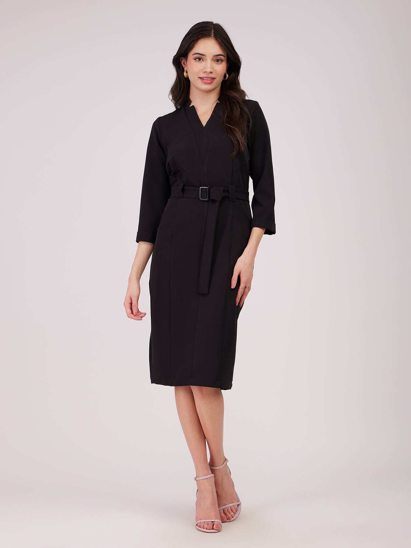 Panelled Sheath Dress - Black