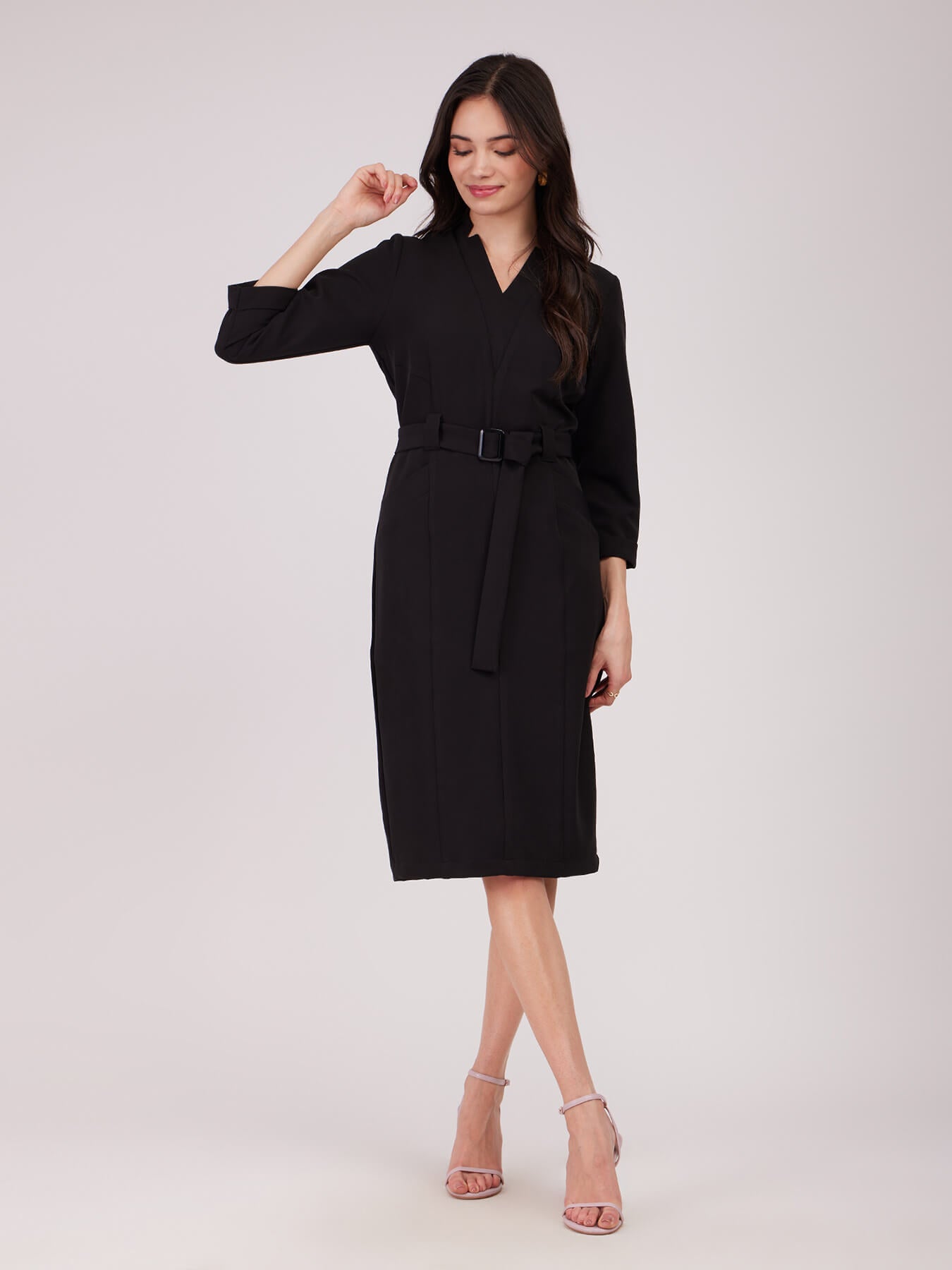 Panelled Sheath Dress - Black