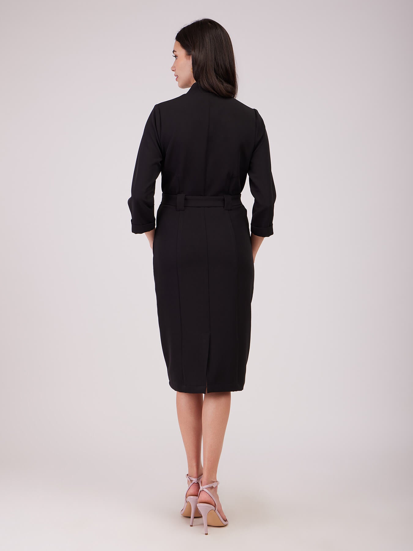 Panelled Sheath Dress - Black