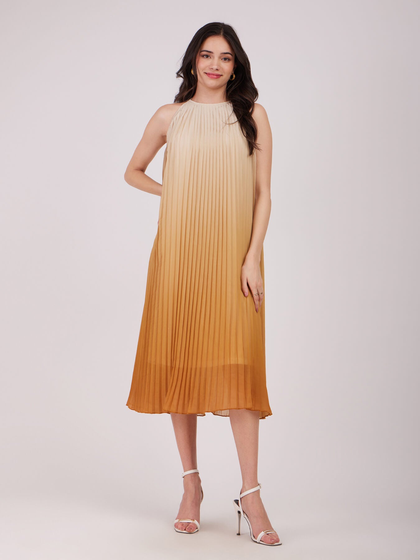 Pleated Ombre Dress - Yellow