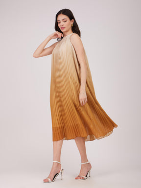 Pleated Ombre Dress - Yellow