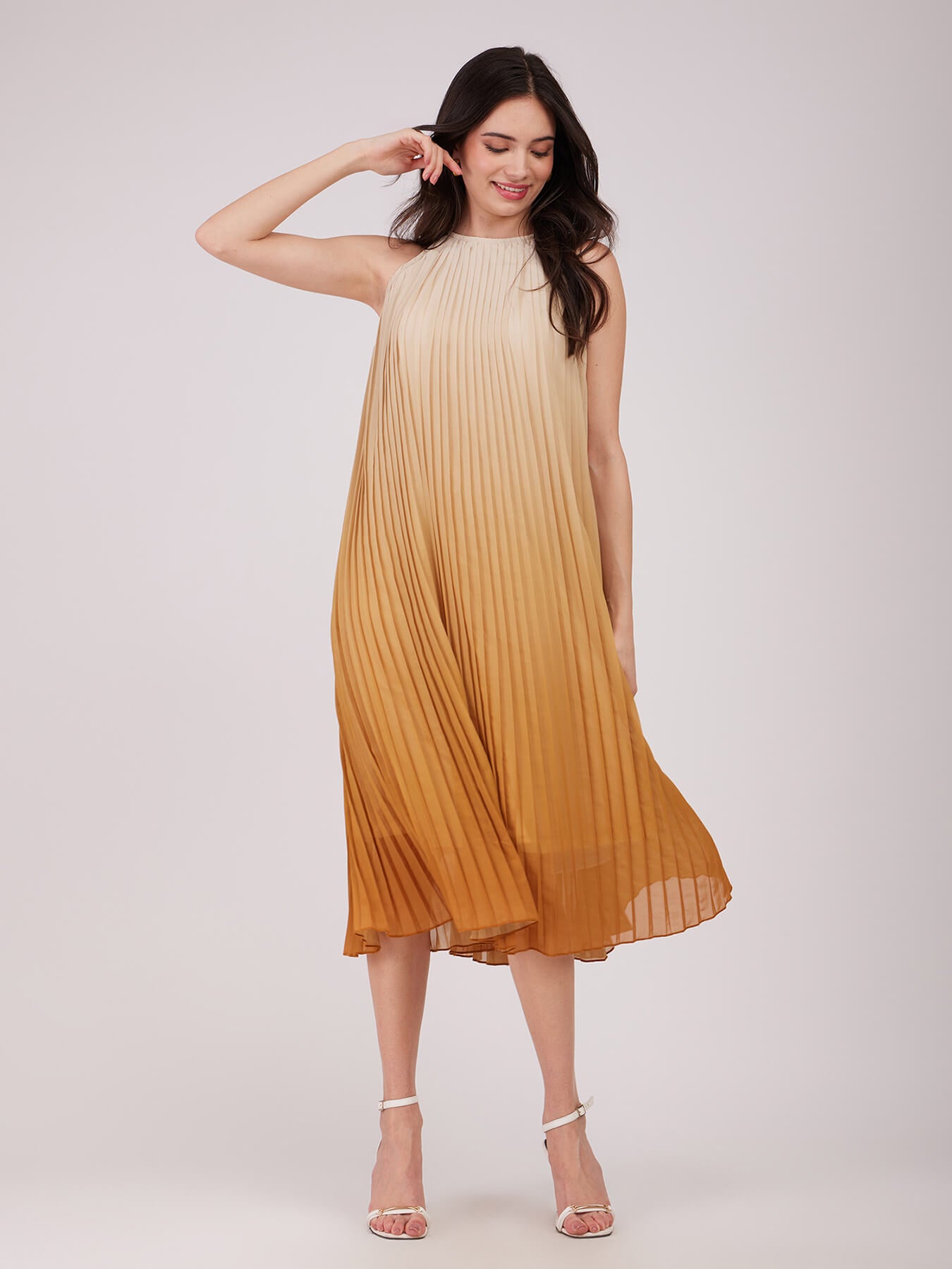 Pleated Ombre Dress - Yellow