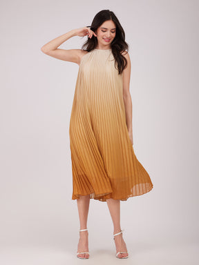 Pleated Ombre Dress - Yellow