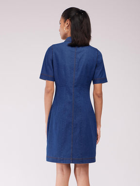 Denim Shirt Dress - Blue